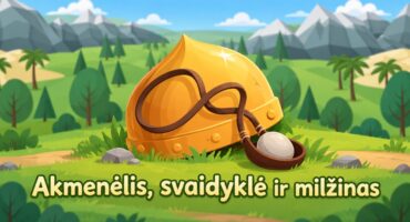 Read more about the article 08. Vaikų pamokėlė – Akmenėlis, svaidyklė ir milžinas